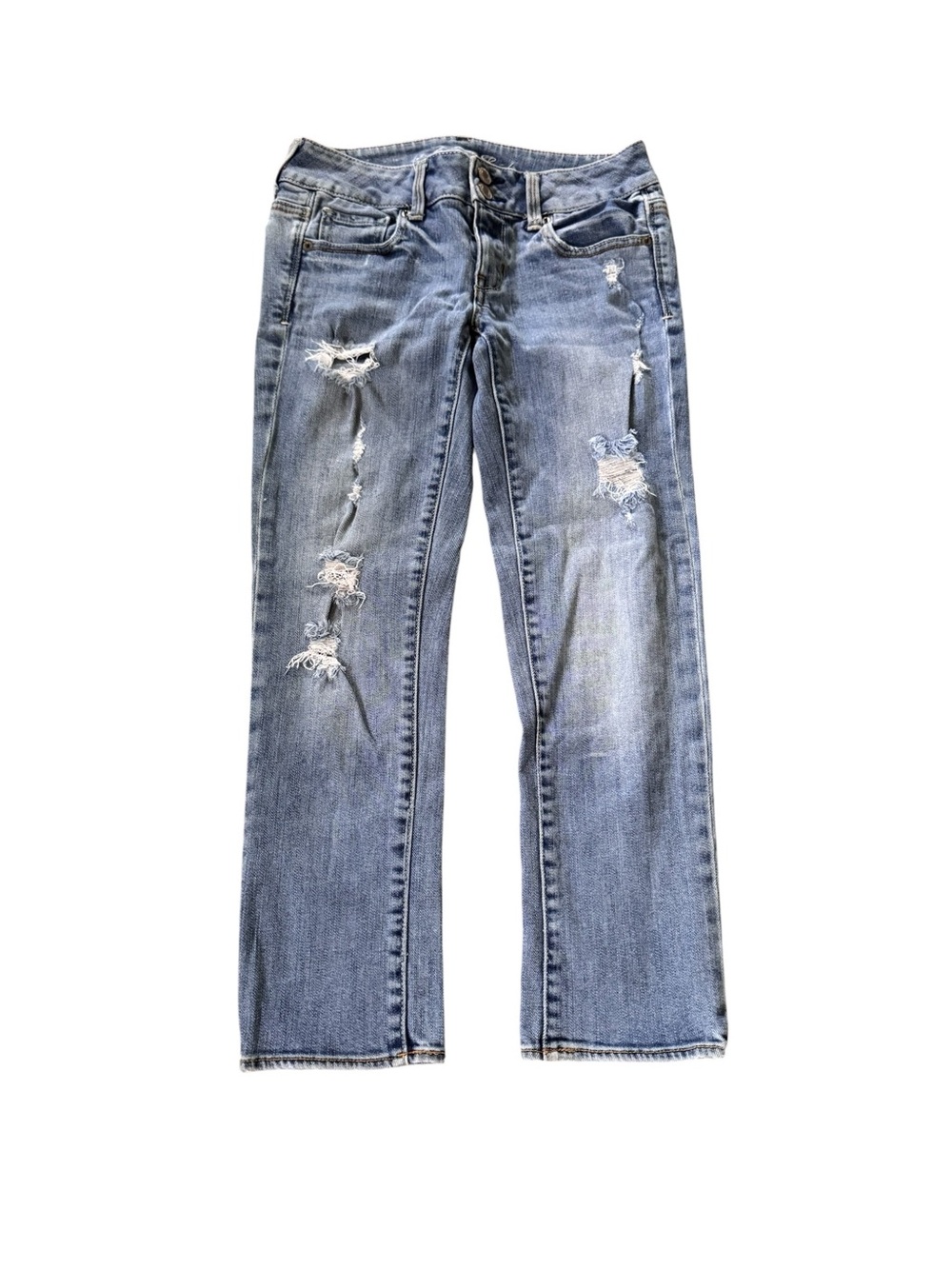 Y2K American Eagle Artist Stretch Distressed Capri Jeans Women’s Size 2 Regular